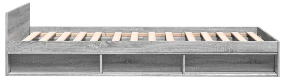 szürke sonoma színű szerelt fa ágykeret fiókkal 75x190 cm
