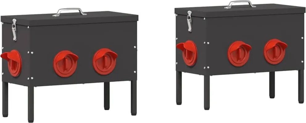 vidaXL Csirke etető 2 pcs Fekete 41,5 x 20,5 x 33 cm