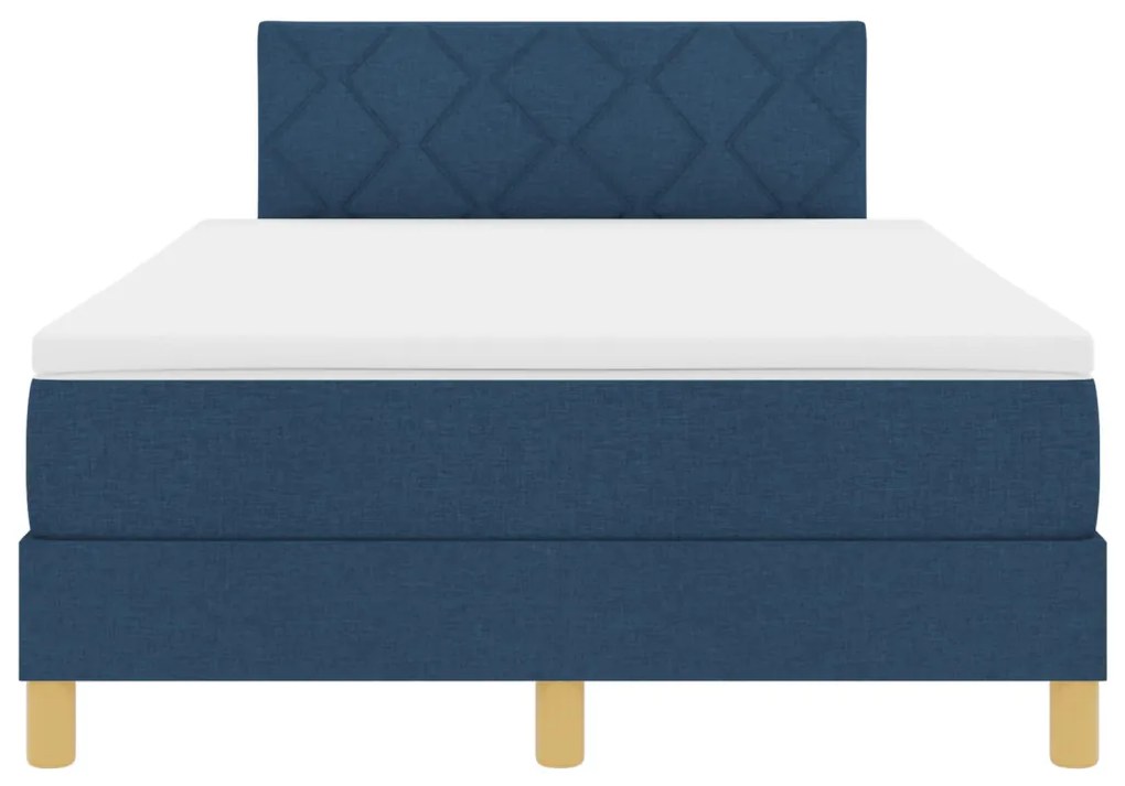 Box Spring Ágy Matraccal és LED Éjféli Kék 120x200 cm szövet