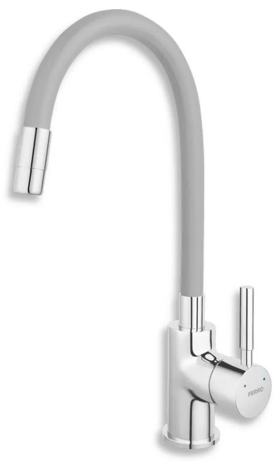 FERRO - Mosogató csap rugalmas karral fényezett króm/szürke