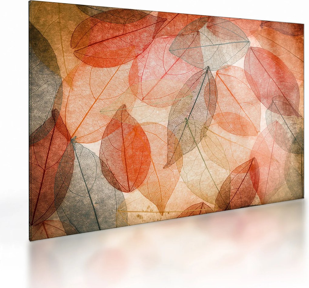 Festett őszi levelek képe (üvegen) (70x50 cm)