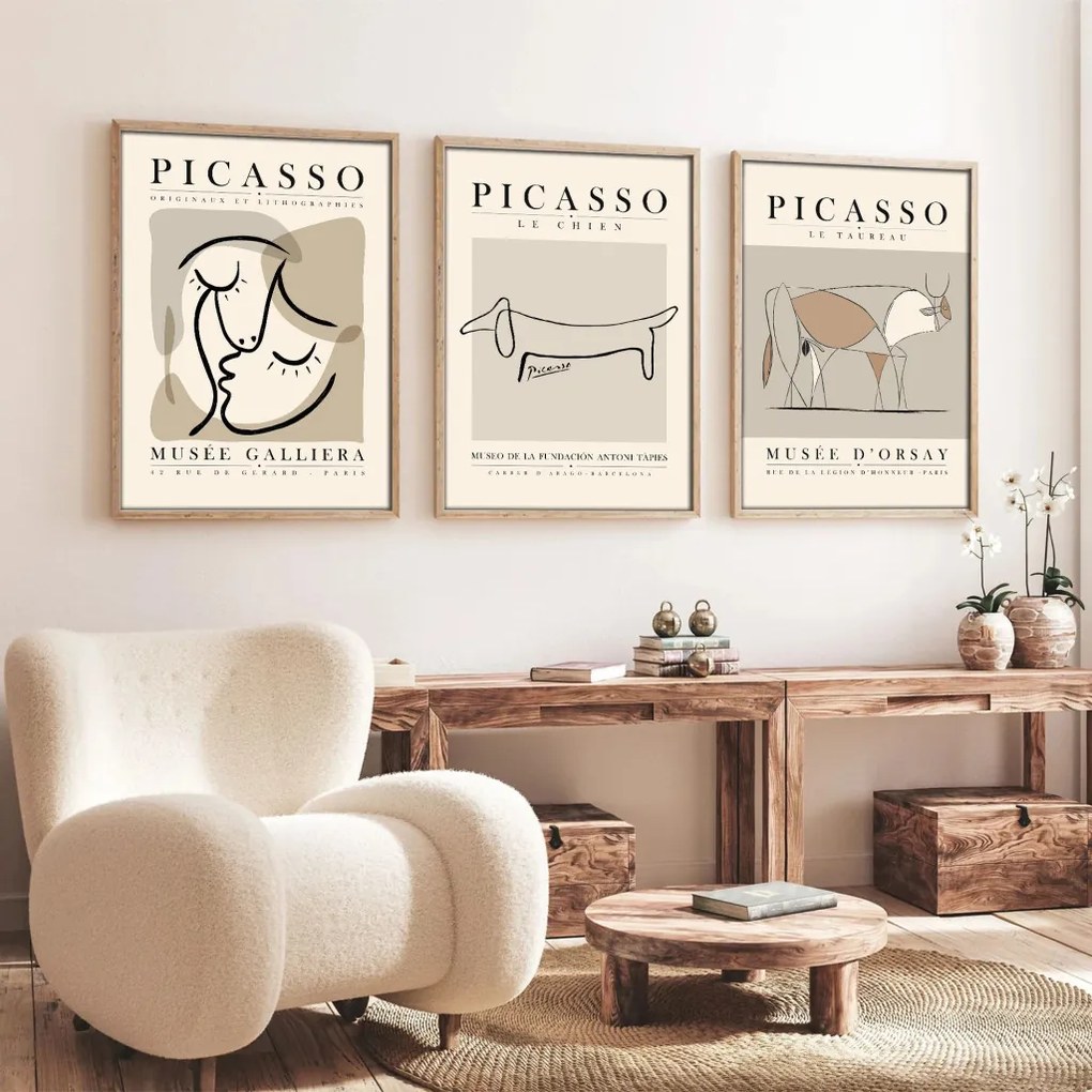 Huhu253 keretezett MDF falikép, 50 x 70 cm, 3 db-os szett