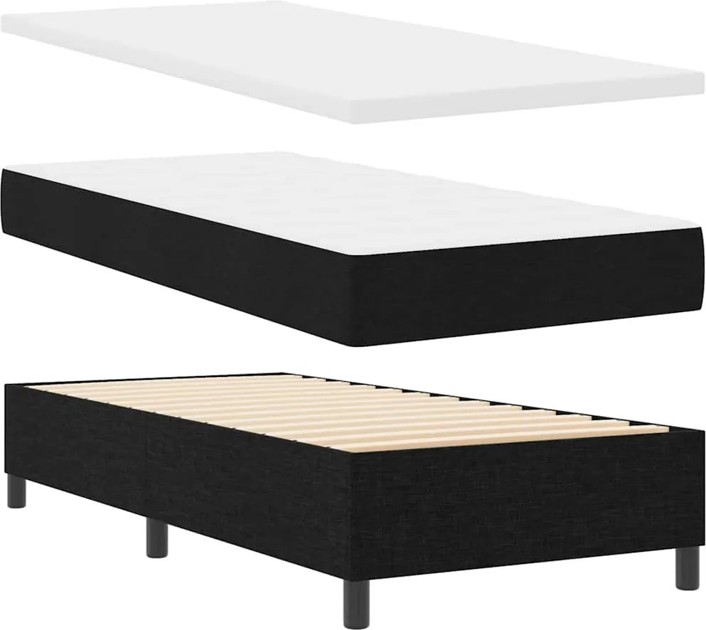 vidaXL LED Box Spring Ágy matracmal Fekete 100 x 200 cm szövet