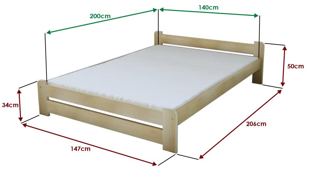 Emily ágy 140x200 cm, fenyőfa Ágyrács: Ágyrács nélkül, Matrac: Deluxe 10 cm matrac