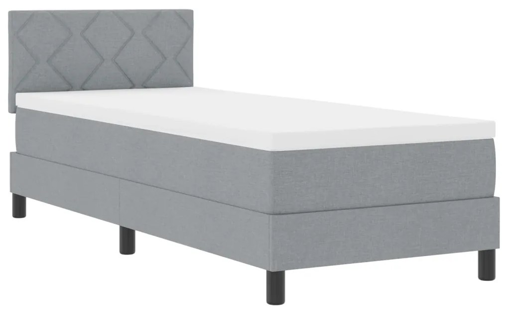 Box Spring Ágy Matraccal &amp; LED Világosszürke 80x200 cm Szövet