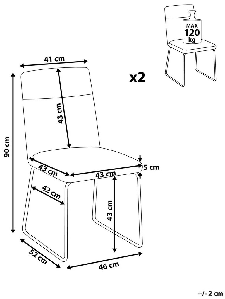 Étkezőszék szett 2 db Neville (sötétszürke). 1009891