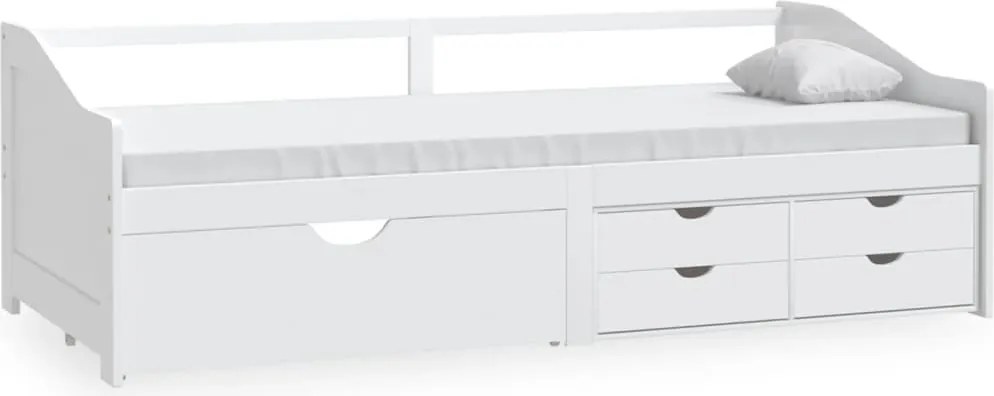 vidaXL fehér 3 személyes tömör fenyőfa kanapéágy fiókokkal 90 x 200 cm