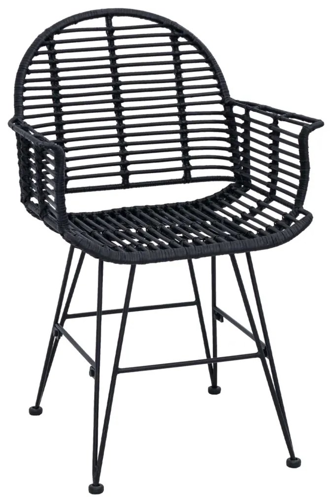 Étkezőszék 2 pcs Fekete 57 x 54.5 x 85 cm Rattan és Vas
