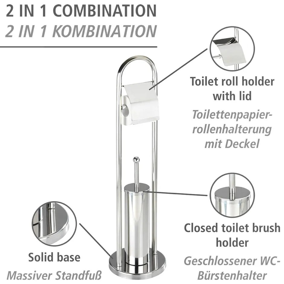Vasto ezüstszínű WC-kefe és WC-papír tartó - Wenko