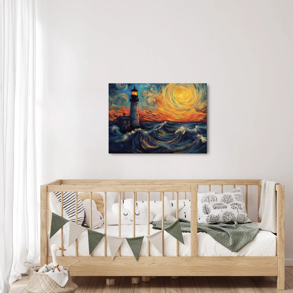 Kép - Világítótorony a hullámokban (70x50 cm)