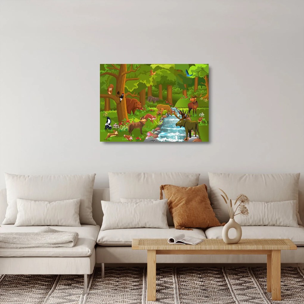 Gyermek kép állatokkal (üvegen) (70x50 cm)
