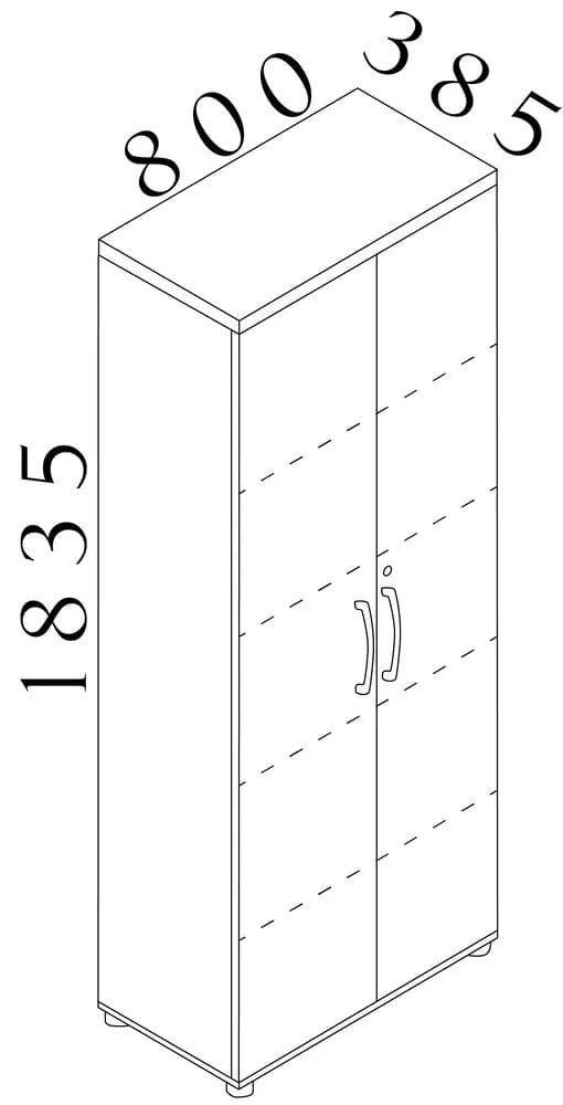 Magas szekrény Visio LUX 80 x 38,5 x 183,5 cm, tölgy