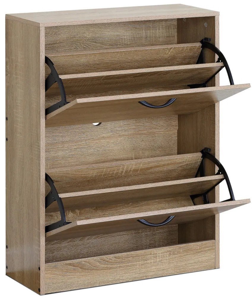 Dulap pentru pantofi, 2 compartimente, decor stejar, MDF