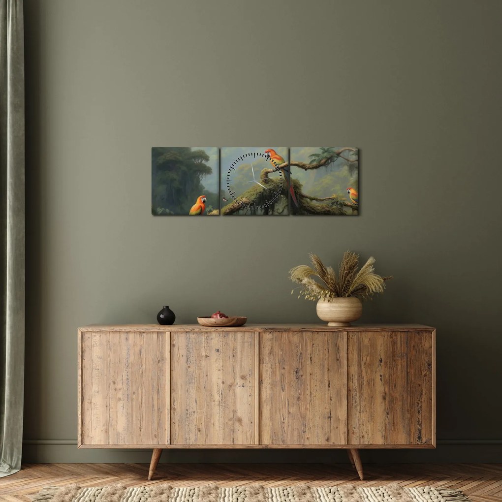 Kép - Trópusi erdő (órával) (90x30 cm)