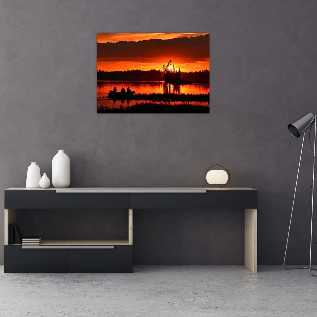 Kép - Halászok a tavon (70x50 cm)