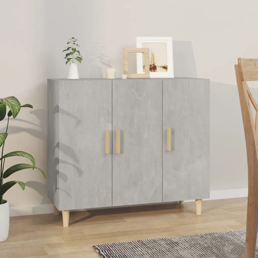 betonszürke szerelt fa tálalószekrény 90 x 34 x 80 cm