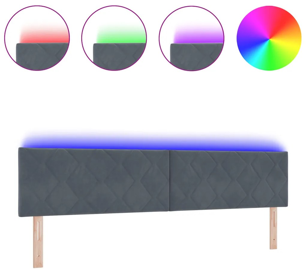 LED Fejtámla LED -es lámpákkal Sötétszürke 200 cm Bársony