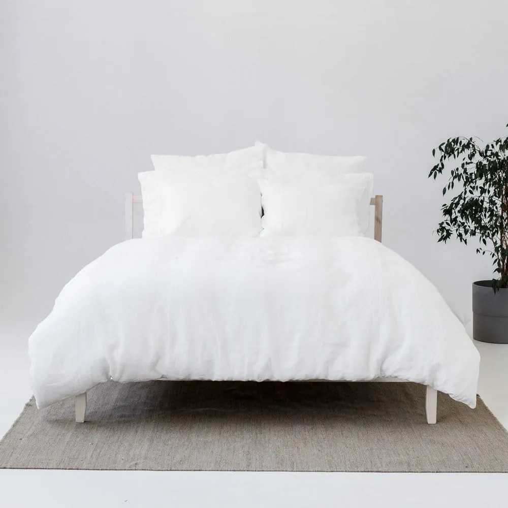 Fehér kétszemélyes hosszabbított lenkeverék ágyneműhuzat 240x220 cm – Linen Tales