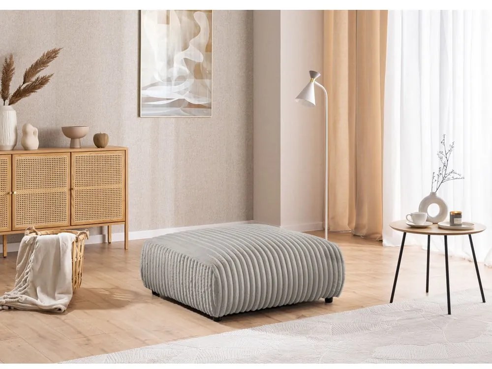 Világosszürke kordbársony lábtartó Justin – Ropez