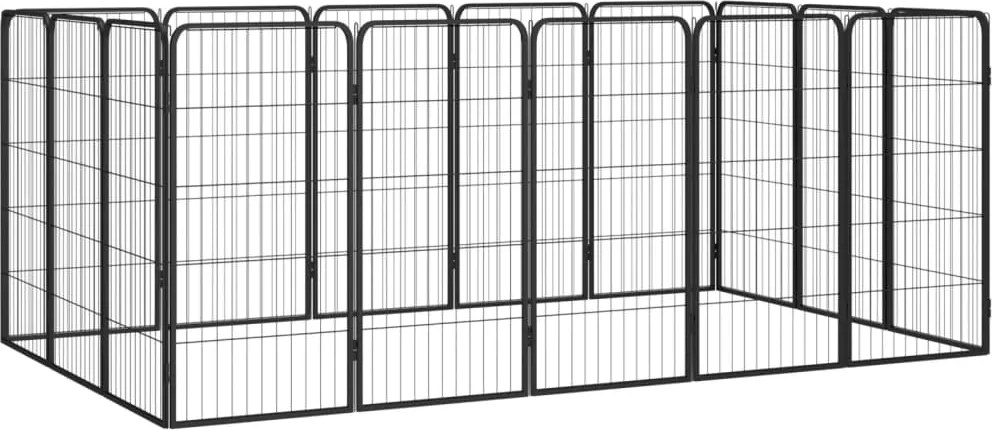vidaXL 16-paneles fekete porszórt acél kutyakennel 50 x 100 cm