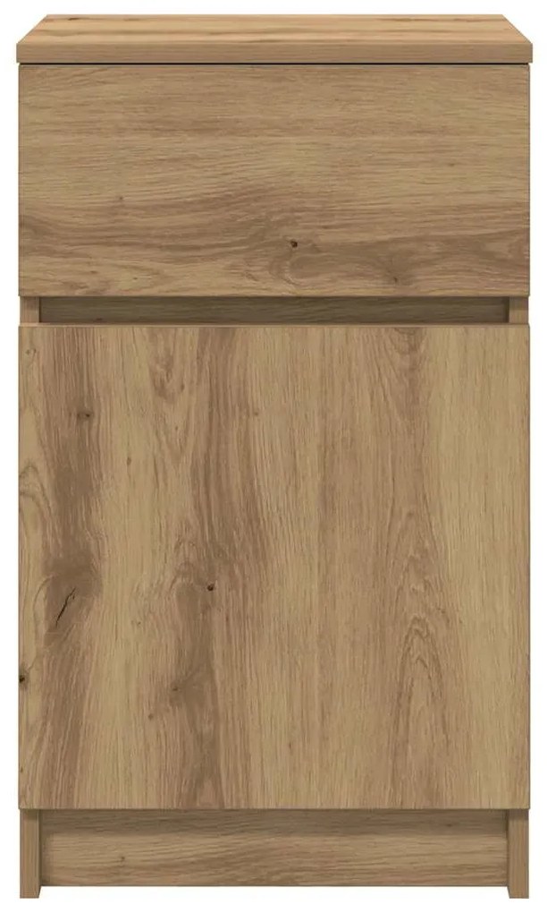 kézműves tölgy színű szerelt fa éjjeliszekrény 39x35x65 cm