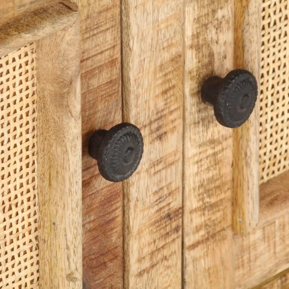 tömör mangófa és természetes nád dohányzóasztal 90 x 50 x 35 cm