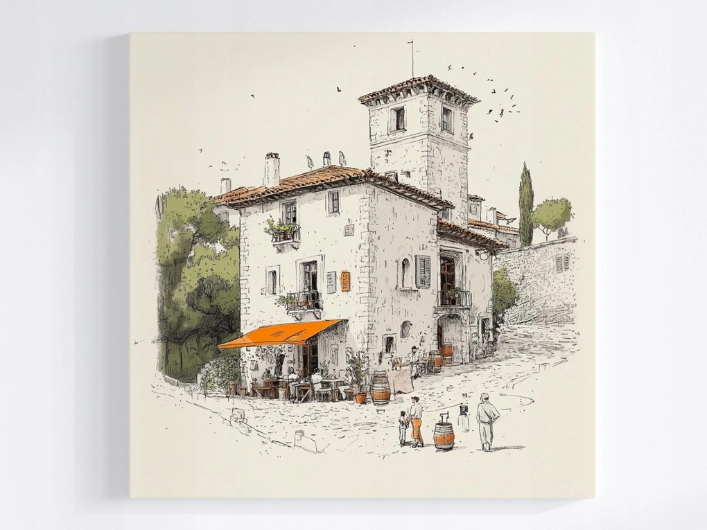 Vászonkép Canvas Tájkép Olaszország Toszkána Ház Villa Borozó 80x80