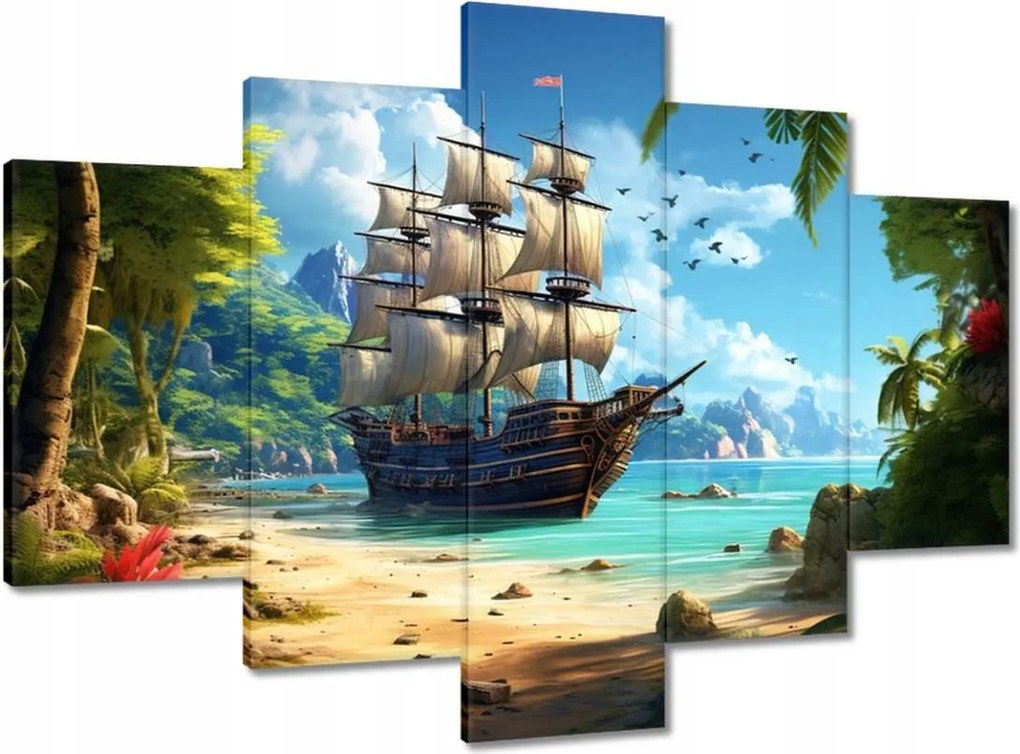 Festmények 150x105 Hajó egy paradicsomi szigeten