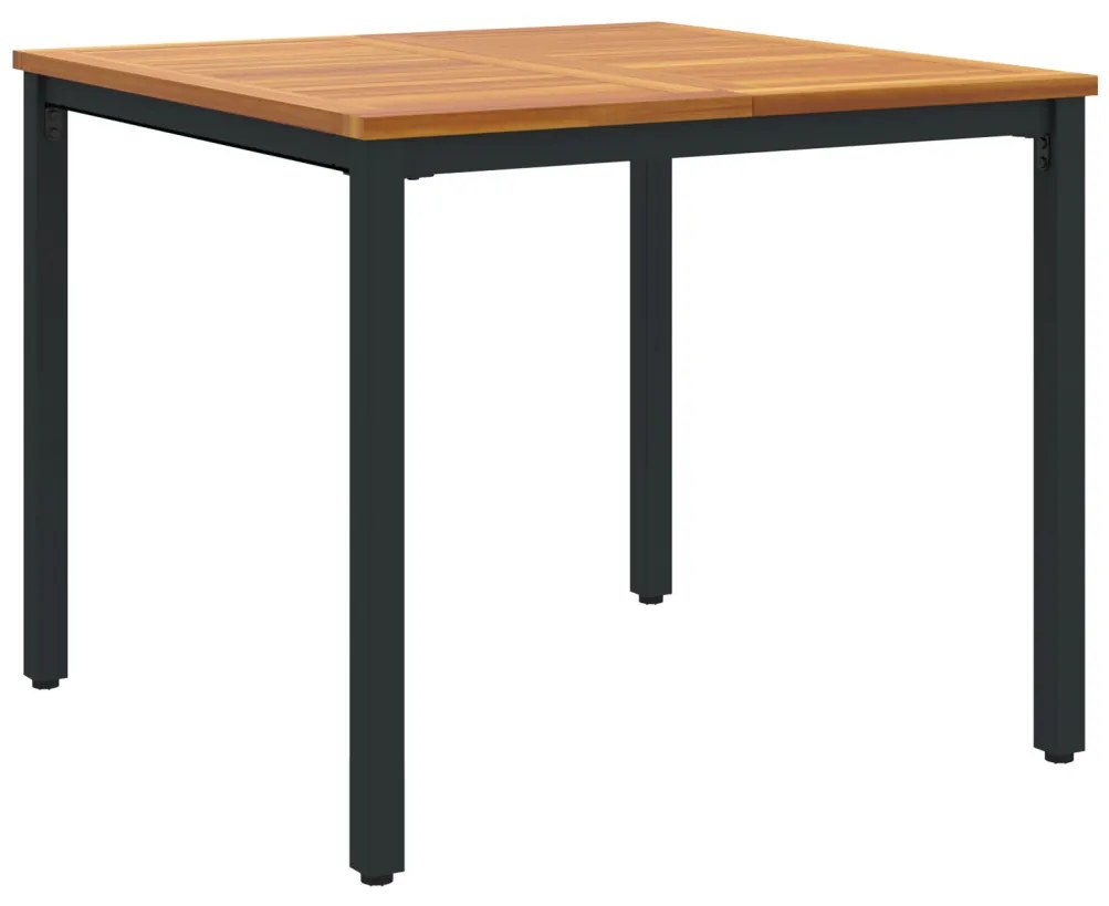 3 darabos Kerti Étkezősor Szürke Poli Rattan Akáccal, Összerakható Kerti Székek Párnákkal 2 db Szürke Poli Rattan, Kerti Asztal 90x90x75 cm Tömör Akácfa és Fém