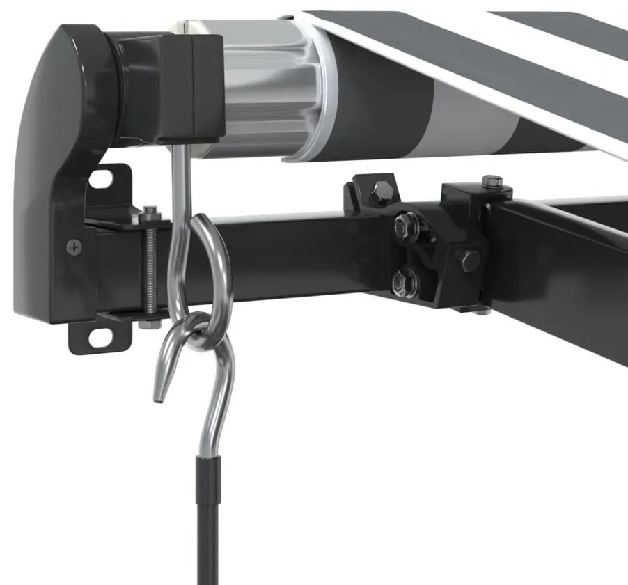 antracitszürke-fehér LED-es kézi napellenző 450 x 300 cm