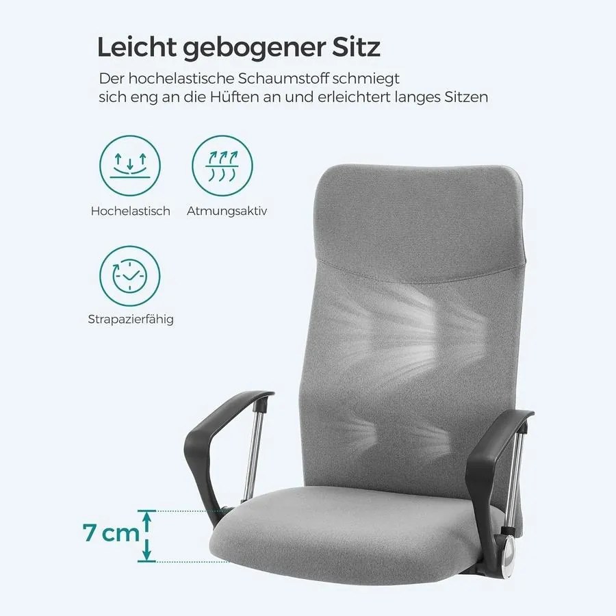 Irodai szék, ergonomikus szék párnázott üléssel, szürke
