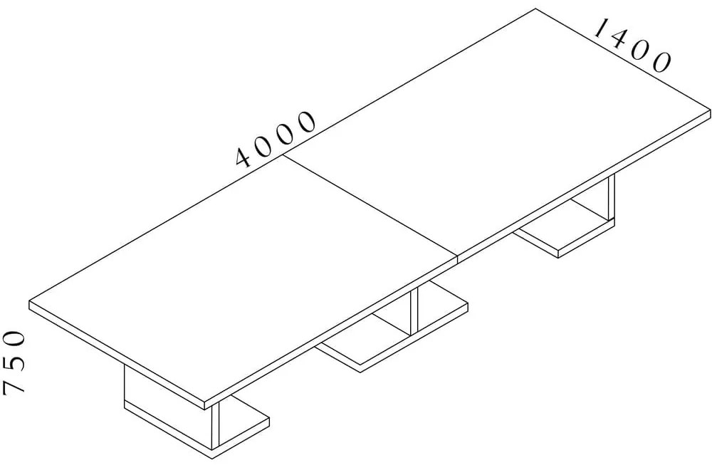 Lineart tárgyalóasztal 400 x 140 cm, világos bodza