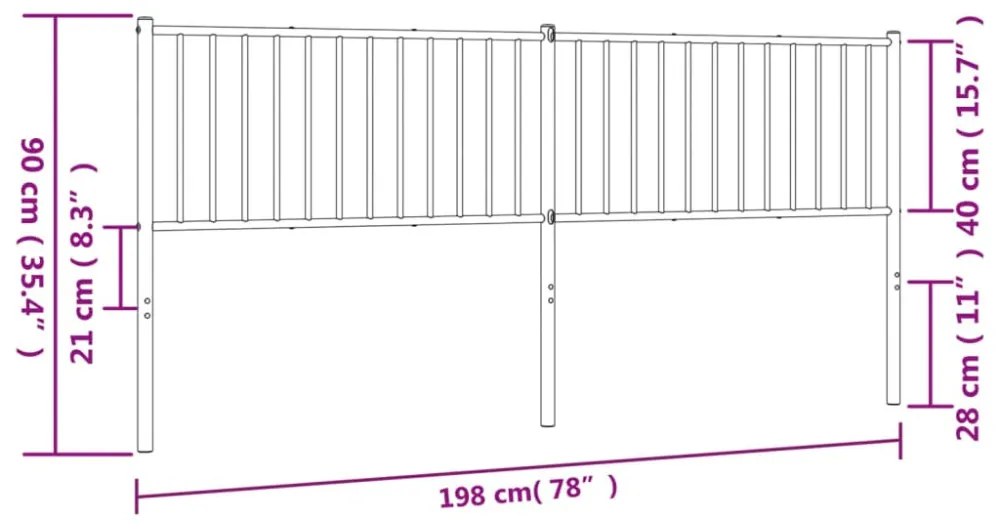 fekete fém fejtámla 193 cm