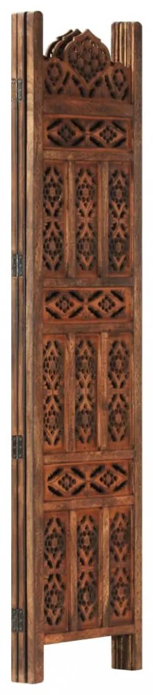 vidaXL 3-paneles barna mangófa kézzel faragott térelválasztó 120x165cm