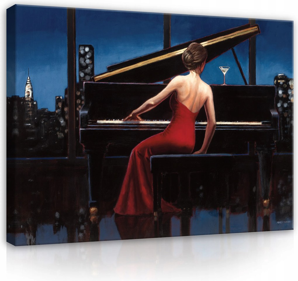 Vászonkép Nő Zene Zongora Absztrakt Modern Hálószoba Nagy 100x70