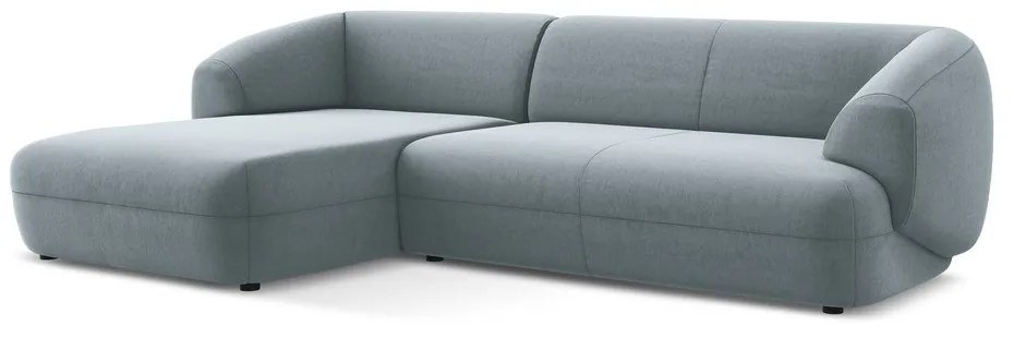 Világoskék bársony sarokkanapé (bal oldali) Moana – Makamii