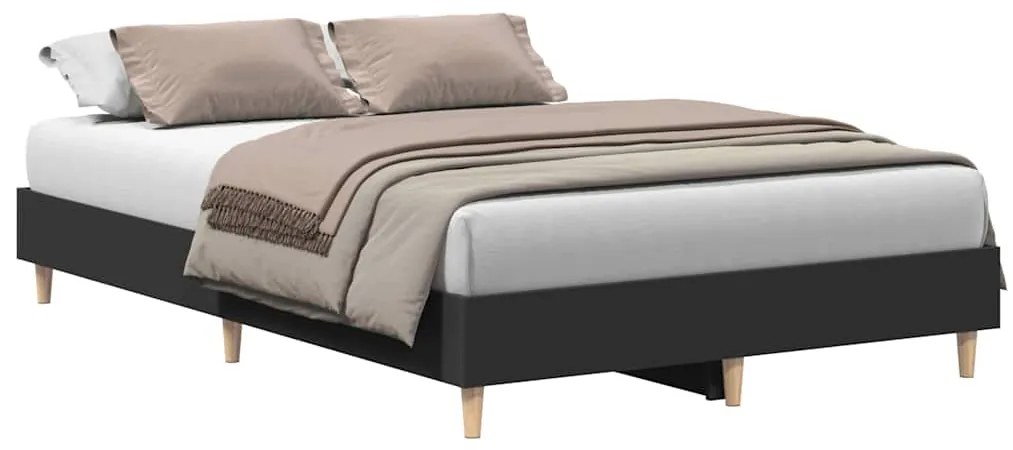 fekete szerelt fa ágykeret matrac nélkül 120 x 200 cm