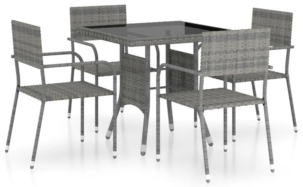5 részes szürke polyrattan kerti étkezőgarnitúra