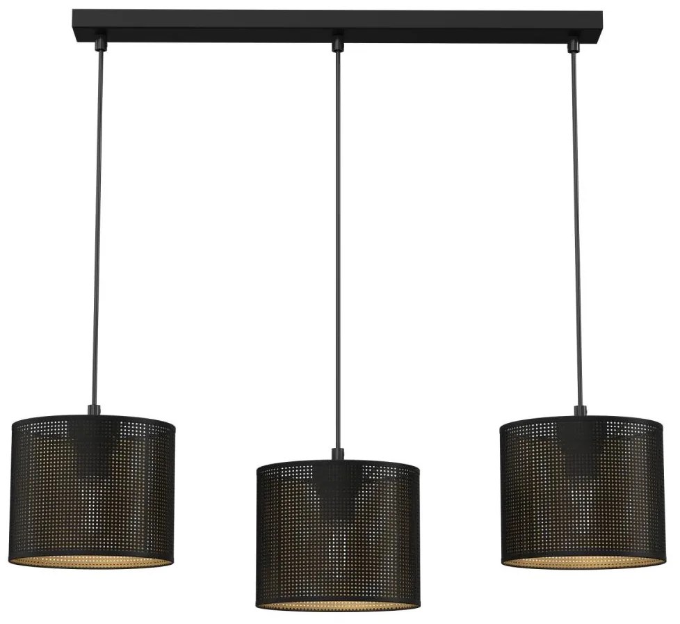Csillár zsinóron LOFT SHADE 3xE27/60W/230V fekete/arany
