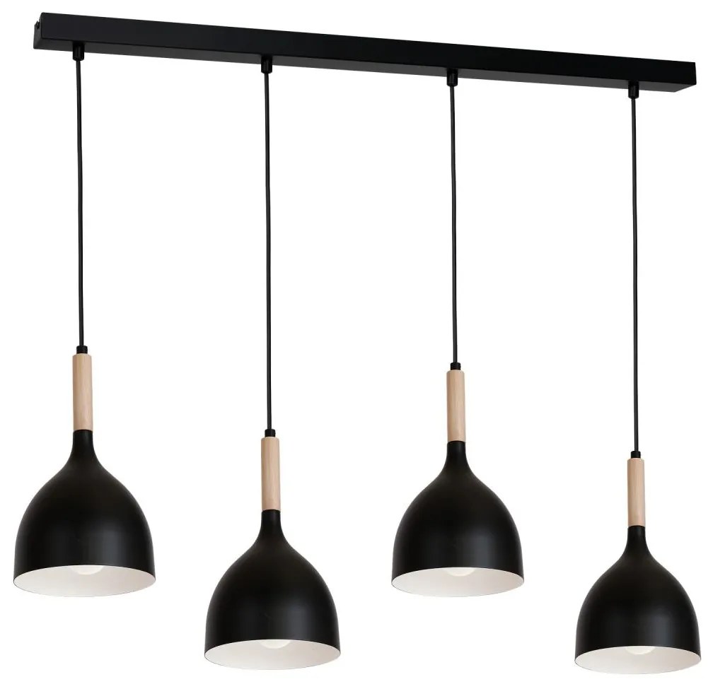 Csillár zsinóron NOAK WOOD 4xE27/60W/230V