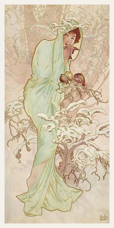 Reprodukció The Seasons: Winter, Alfons Mucha