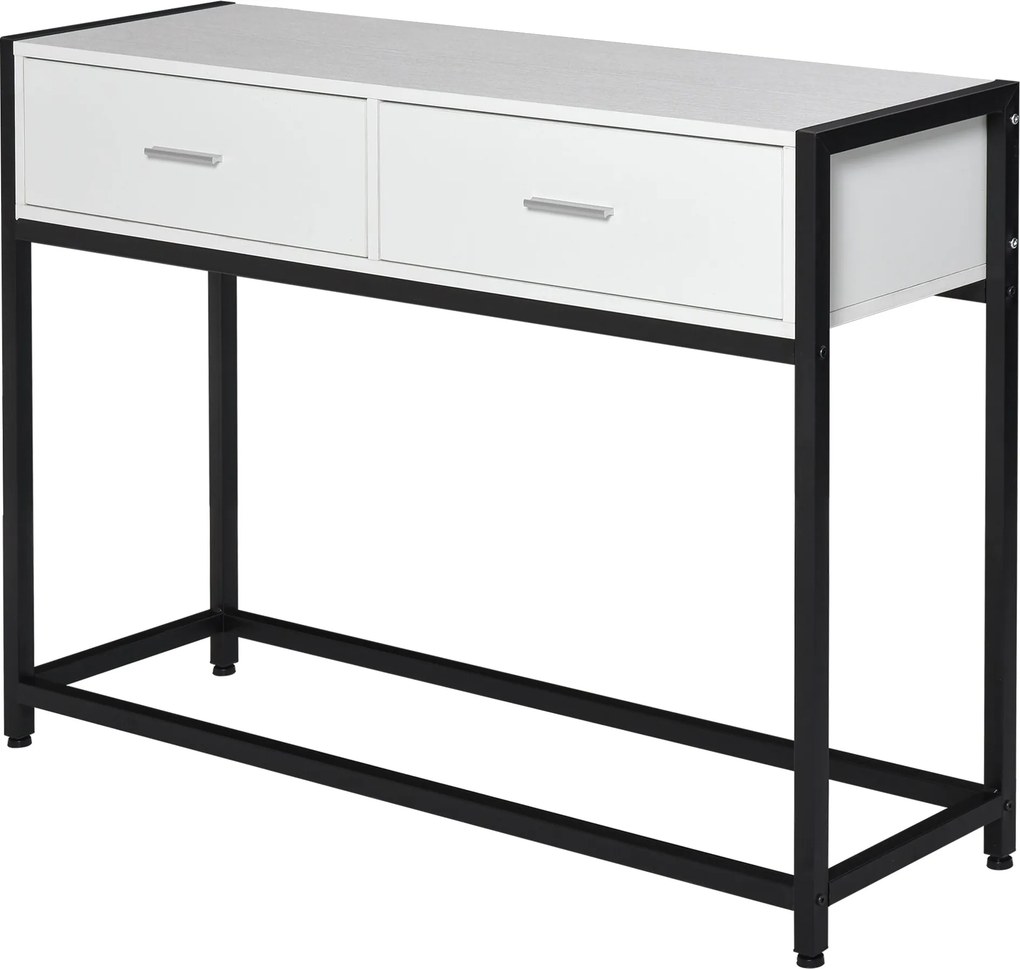 HOMCOM 120x34x81 cm-es konzoltábla, Előszobaasztal 2 fiókkal és állítható lábakkal, Modern stílusú bútordarab előszobába, nappaliba | Aosom