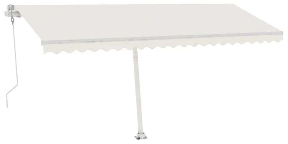 krémszínű automata szélérzékelős és LED-es napellenző 500x350cm