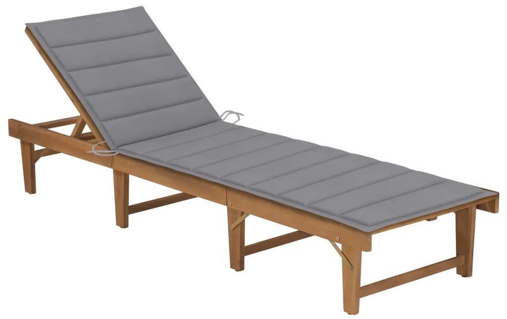 vidaXL összecsukható tömör akácfa napozóágy párnával