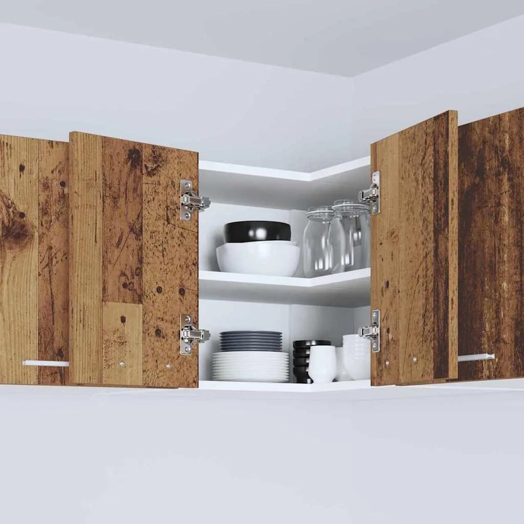 Függő szekrény Riga Régi fa és fehér 57 x 57 x 40 cm Faanyag