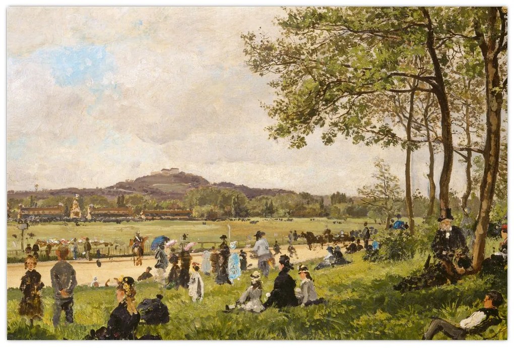 Kép - French 19th Century, Race Course at Longchamps, reprodukciók (90x60 cm)