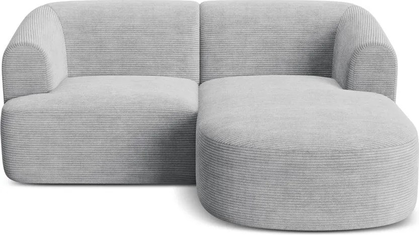 Világosszürke kordbársony sarokkanapé (jobb oldali-heverő résszel) Campi – Cosmopolitan Design