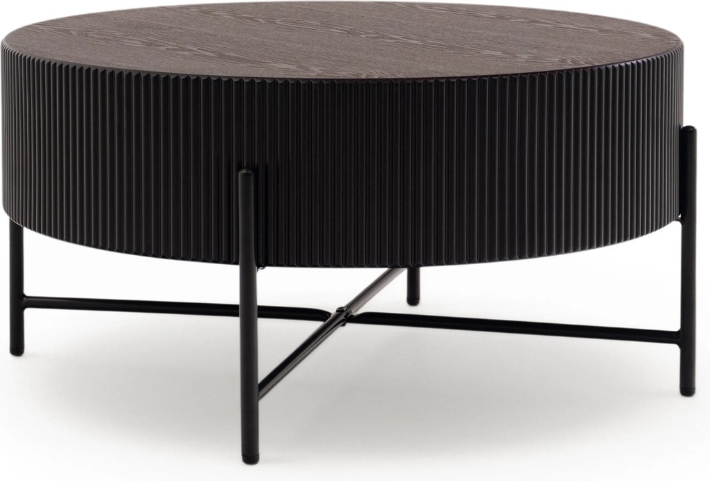 Corbi dohányzóasztal 80 cm nappaliba - sötét dió / matt fekete