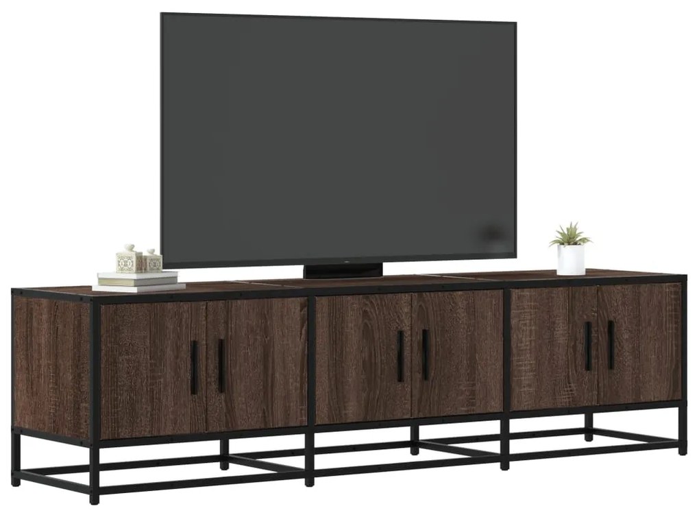 barna tölgy színű szerelt fa és fém TV-szekrény 150x35x41 cm