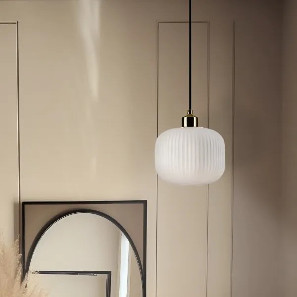 Csillár zsinóron HARMA 1xE27/15W/230V átm. 20 cm fehér/arany